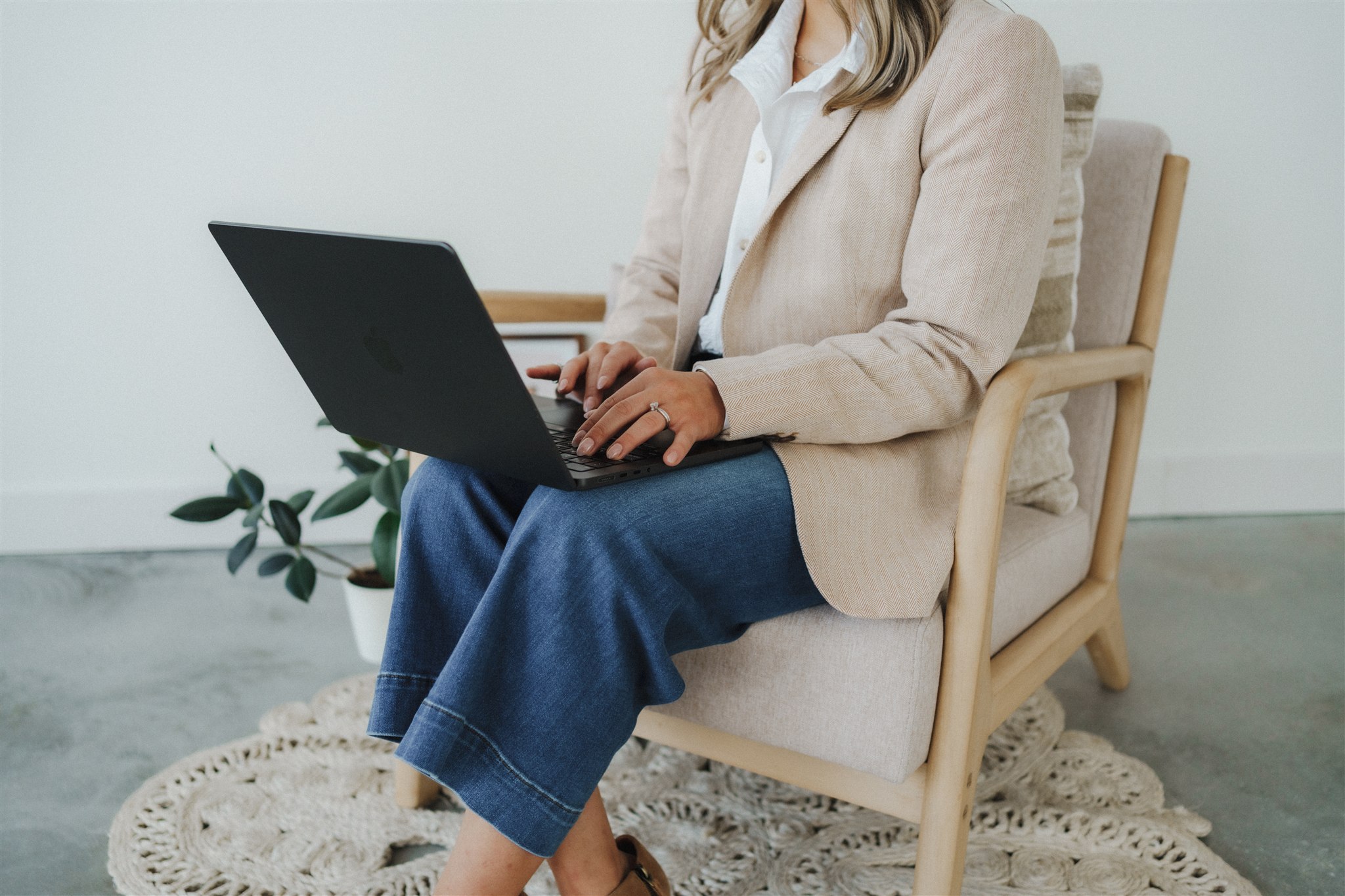 women sitting with computer